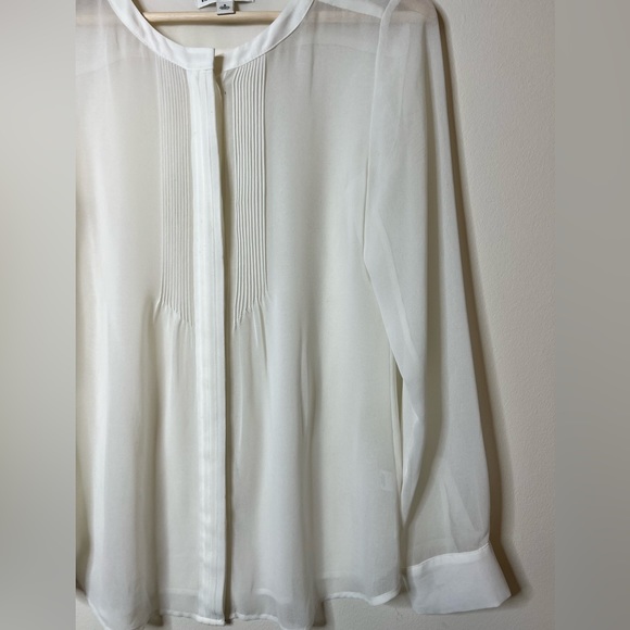 Banana Republic Long Sleeved Ivory Sheer Blouse size S - Picture 3 of 4